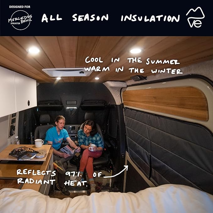 VanEssential Insulated Magnetic Blackout Window Cover Designed for Mercedes-Benz NCV3 & VS30 Sliding Door with Bare Metal Frame ONLY (Van Years 2007 to Current Year) - Cool Gray