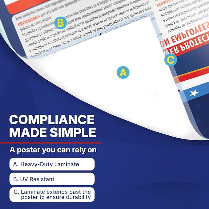 2026 Pennsylvania State and Federal Labor Laws Poster - English Spanish Combo - OSHA Workplace Compliant - Mandatory Regulations Posting for Employees - All-In- One Required Compliance Posting 17" x 40" - Laminated (English & Spanish Combo)