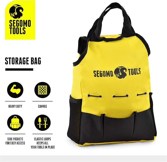 Segomo Tools 12 Piece Garden Tool Set (Including Garden Tools Along with Gloves, Kneeling Pad, Spray Bottle, Apron and Tote Bag) | Gardening Kit | Planting Kit | Home Gardening Tools - GTS12