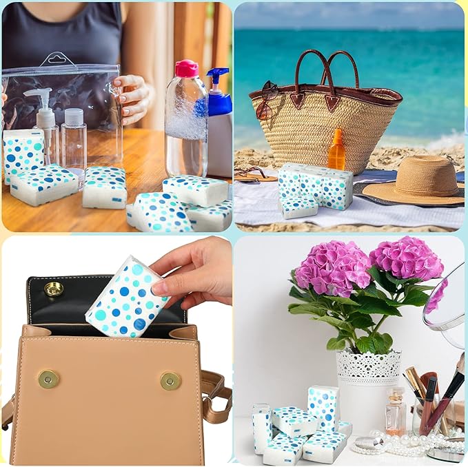 Therwen 100 Pack Pocket Tissues Travel Packs Bulk 1000 Sheet Mini Tissues Bulk 3 Ply Small Travel Size Paper Individual Pocket Size (Polka Dot)