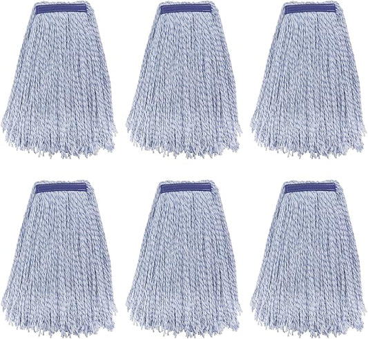 Commercial Heavy Duty Mop Heads Replacement for Rubbermaid: 6 Packs Industrial Wet Mop Head for Floor Cleaning - Commercial Products Wet Refills
