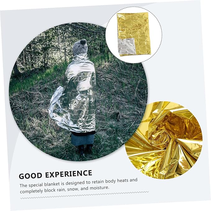 10pcs Outdoor Emergency Thermal Blankets Windproof Sun Protection Insulation for Camping Marathon Rescue First Aid