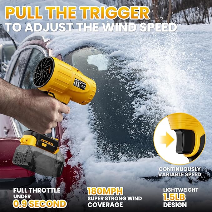 Electric Cordless Leaf Blower Dust Blower for Dewalt 20V Max Battery, High-Speed Brushless Motor Handheld Jet Fan Air Blower for Patio Cleaning, Lawn Care, Blowing Leaves and Dust (No Battery/Charger)