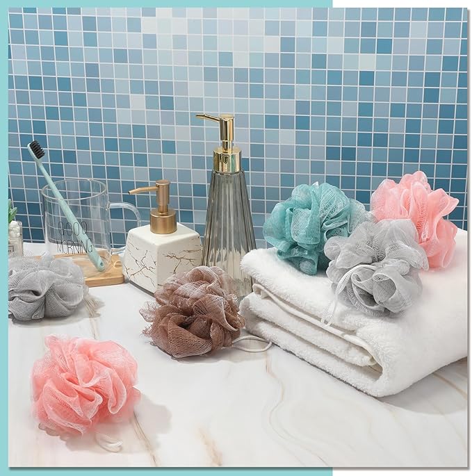 CHENGU 80 Pcs Loofah Sponge Bath Sponges for Shower, 20g (Novel Colors)