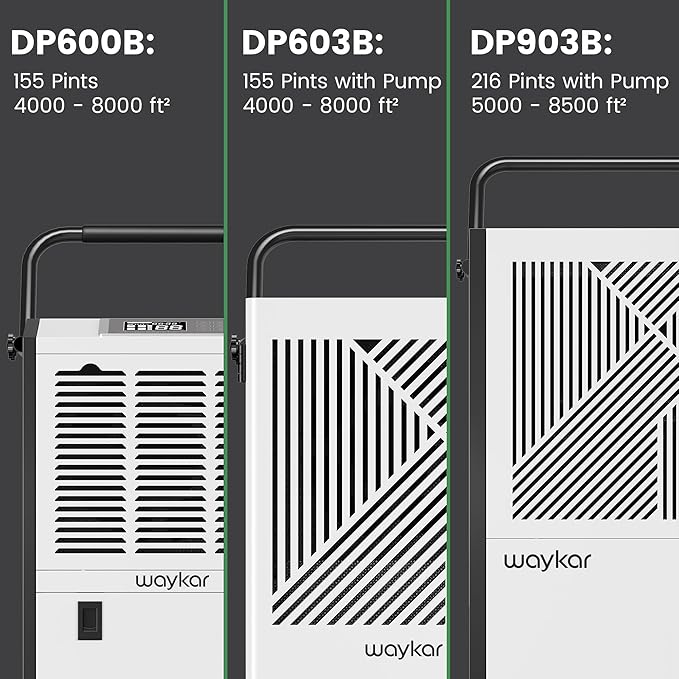 Waykar 216 Pints Commercial Dehumidifier with Pump, Drain Hose and Washable Filter Space up to 8500 Sq. Ft, for Basements, Industrial or Commercial Spaces and Flood Restoration - 5 Years Warranty