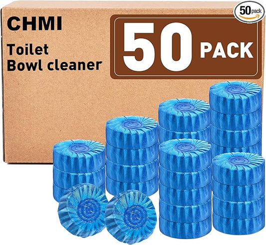 CHMI 50 Pack Toilet Bowl Cleaner Tablets, Long-lasting Bathroom Toilet Tank Cleaner.(Blue)