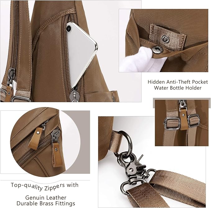 KL928 Nylon Sling Bag - Small Crossbody Backpack Shoulder Casual Daypack Multipurpose Rucksack for Men Women