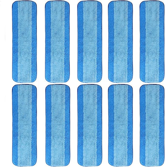 10 Pack Microfiber Cleaning Pads for Bona Mop, Reusable Microfiber Mop Pads for 18 Inch Mop, Hardwood & Hard Surface Floors Replacement Cleaning Mop Pads, Machine Washes