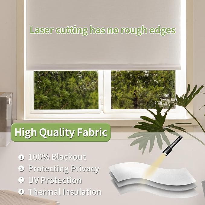 100% Blackout Shades for Indoor Windows, Cordless Roller Window Shades Pull Down, Thermal Insulation & UV Protection Shades for Home,Office,Bedroom, White 20"x72"