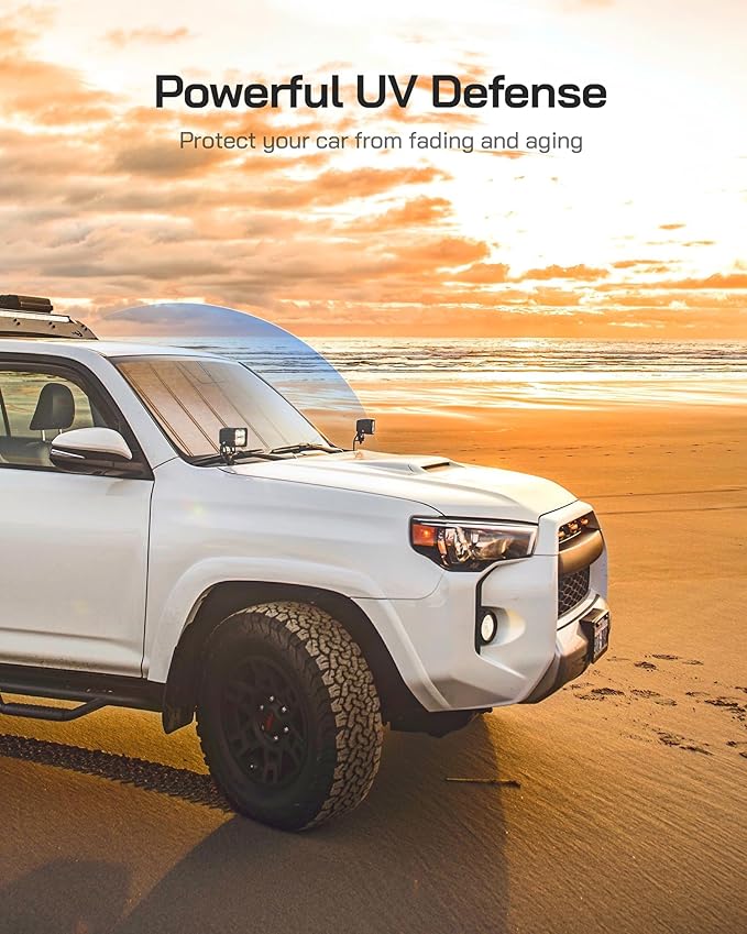 Windshield Sun Shade for Ram 1500 2019-2025 with 5 inch Wide Sensor, Custom Front Window Sunshade - Leather