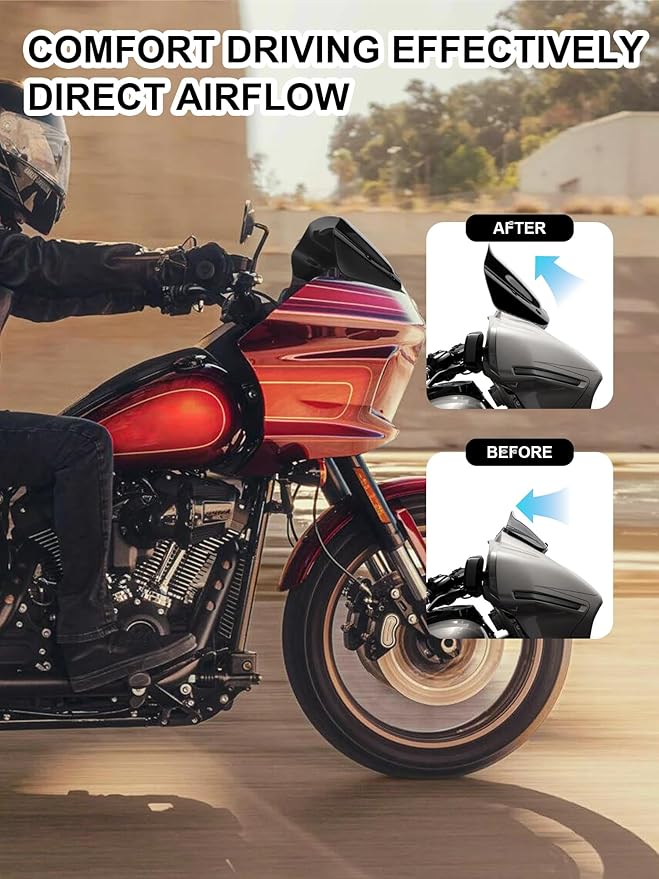 8" Wave Windshield Windscreen Wind Splitter Fit for Harley Davidson Street Glide FLHX 2024-2025, CVO Street Glide FLHXSE 2023-25, FLHXU 2025, Black