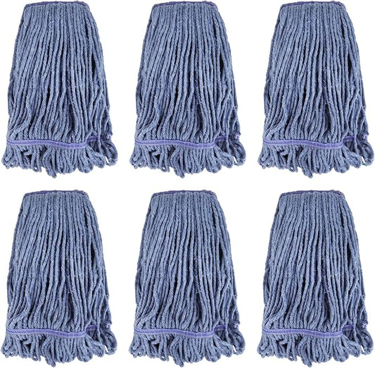 Commercial Heavy Duty Mop Heads Replacement for Rubbermaid: 6 Packs Industrial Wet Mop Head for Floor Cleaning - Commercial Products Looped End String Head Refills