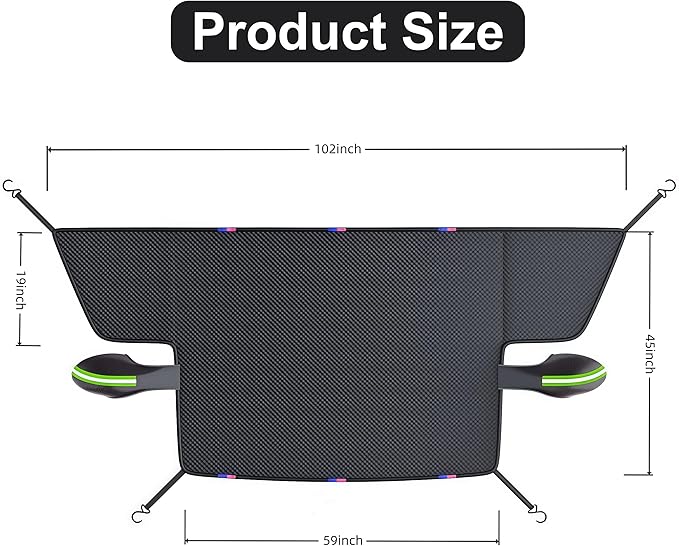 Windshield Snow Cover,Oxford Fabric Winter Frost Cover with Side Window and Rearview Mirror Protector, Extra Large Magnetic Frost Guard Windshield Cover for Most Cars,SUV,Sedan,Truck (Green)