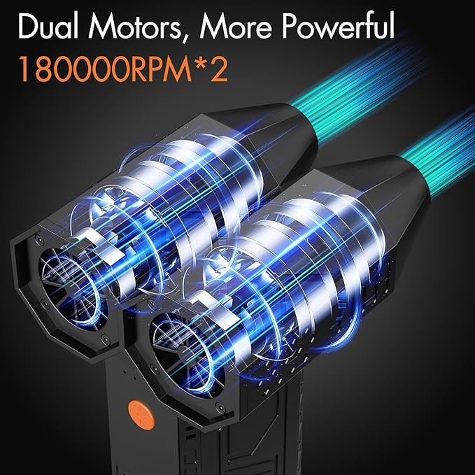 Electric Air Duster,180000RPM Dual Air Outlet Compressed Air Duster Turbo Fan(10000mAh),Multipurpose Jet Fan,High-Speed Air Blower with 4 Gear,Electric Air Blower Duster with Assist Lighting
