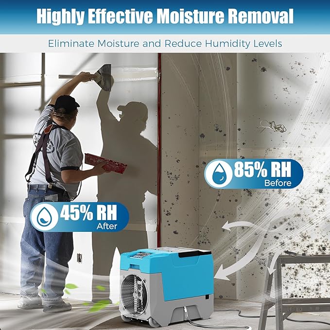 ARGENDON 180 PPD Commercial Dehumidifiers, Crawl Space Dehumidifier with Pump, Auto Defrost, Memory Starting for Home/Industry Use, Water Damage Restore, Garage, Basement, Limited 5-Year Warranty