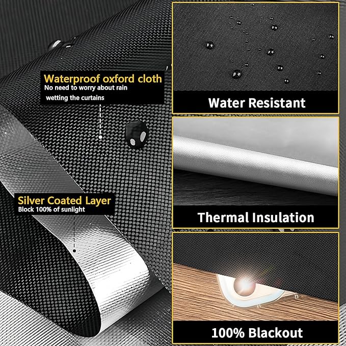 100% Portable Blackout Curtains, Portable DIY Blinds, No Drill Travel Blackout Blinds Sunblock Window Cover Black Out Curtains, for Baby Nursery, Travel, Dorm Room (157" x 57")