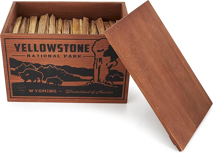 Better Wood Products Limited Edition Protect The Parks Series All Natural Fatwood Fire Starter Sticks, 13 Pound Wooden Crate, Yellowstone
