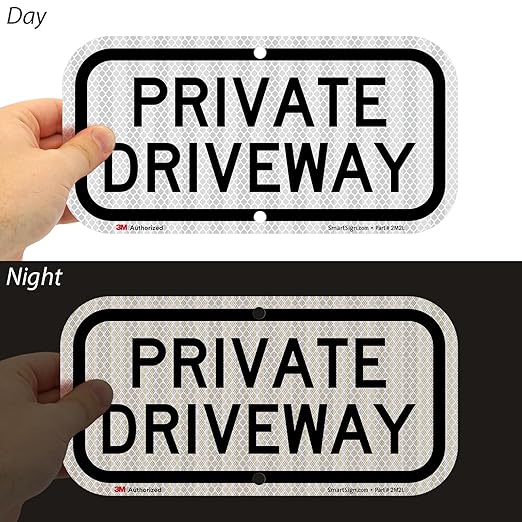 SmartSign "Private Driveway" Sign | 6" x 12" 3M High Intensity Grade Reflective Aluminum, Made in USA