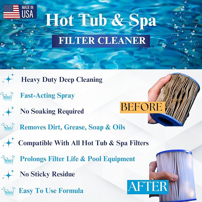 Black Diamond Stoneworks Ultimate Spa Filter Cleaner Fast-Acting Spray. Instant Clean for Hot Tub & Pool Filters Leaving Behind no Sticky Residue. Prolongs Filter Life and Pool Equipment. No Soaking