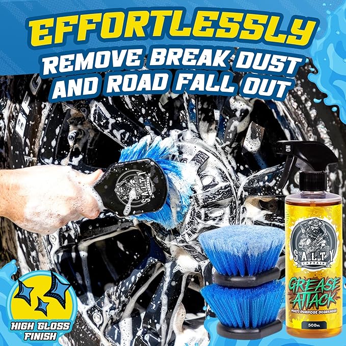 Salty Captain Ultimate 15-Piece Car Cleaning Kit – Car Wash Kit with 15L Bucket, Hand Mitt Towels, Brushes & 4x Cleaning Fluids – With Pressure Washer Snow Foam Cannon – Premium Quality