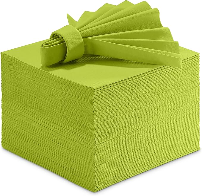 Linen-Feel Colored Paper Napkins - Decortive Cloth-Like KIWI Luncheon Napkins - Soft And Absorbent. For Kitchen, Party, Wedding, Dinner Or Any Occasion. (Pack of 50)