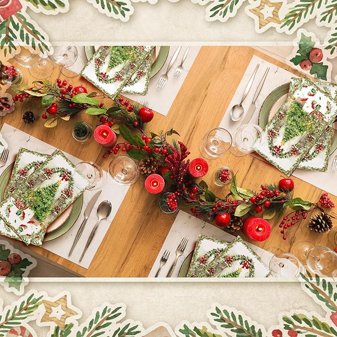 Jetec 200pcs Christmas Guest Napkins Christmas Tree Disposable Hand Towels for Bathroom Winter Conservatory Decorative Disposable Guests Napkins Guest Towels for Holiday Kitchen Dining Table