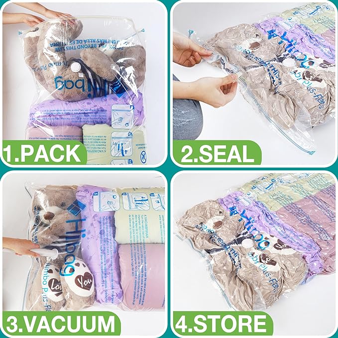 XXL Jumbo Size 47''X35'' Vacuum Storage Space Saver Bags Extra Large for Blanket, Bedding, Comforters (4 Pack)