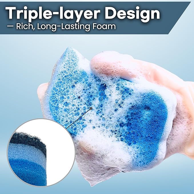 5 Pack Multipurpose Dual Sided Triple Layer Dish Sponges Kitchen | Boil Safe Scratch Free Odor Resistant Extra Durable | Flexible and Durable Design for Long Lasting Use (5, Whale)