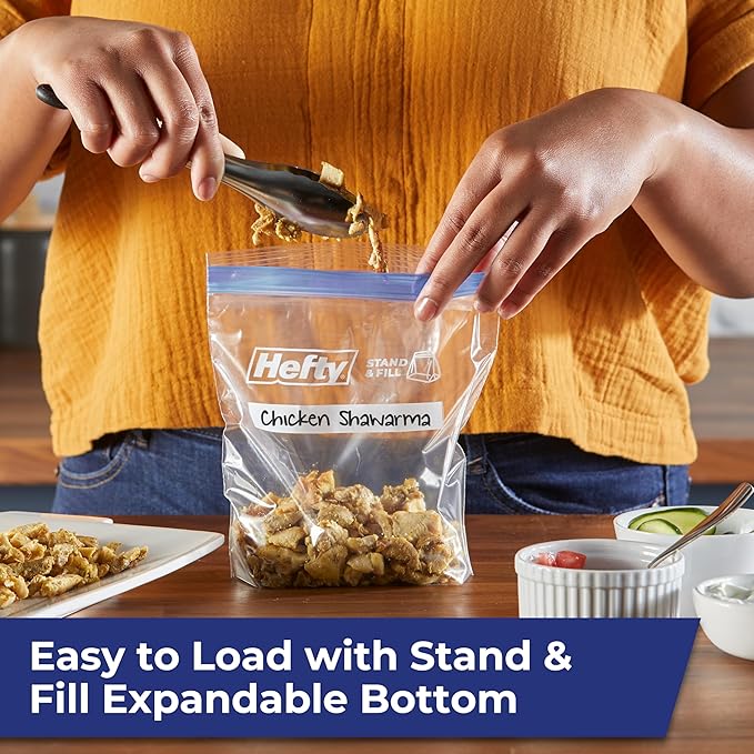 Hefty Press to Close Plastic Freezer Bags, Quart Size, 25 Count