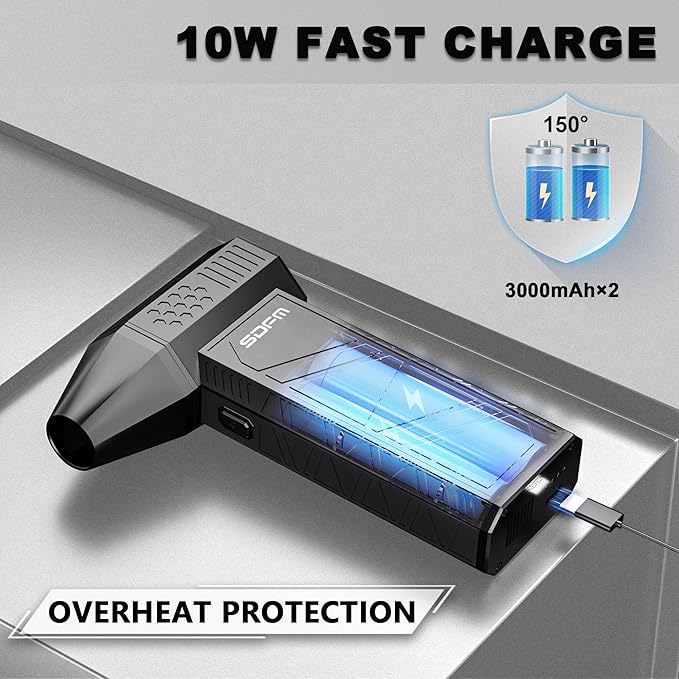 SDFM Compressed Air Duster - Electric Air Duster with Built in Brushless Motor,130,000RPM, 3-Speed Adjustable Air Blower - Suitable for Keyboard, Computer, car, and Home Cleaning (X3) (Max-Black)