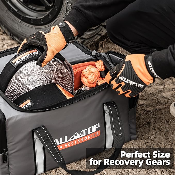 ALL-TOP Recovery Pack Bag, Water-Resist Tool Organizer for Offroad Gear & Overland Equipment, Standing Zippered Waterproof Storage Tote, Gray Empty