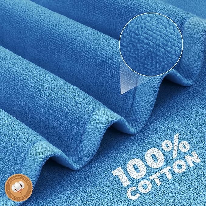EcoNour Luxury 6-Piece Cotton Towel Set | 100% Navy Blue Turkish Cotton Towels for Bathroom, Spa, Gym & Hotel | Includes 2 Bath Towels, 2 Hand Towels, 2 Wash Cloths | Soft,Quick Dry & Highly Absorbent