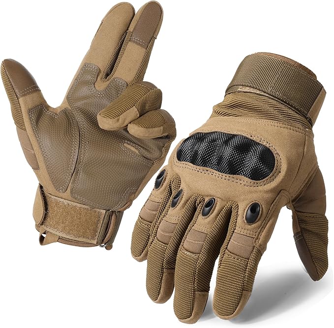 Motorcycle Tactical Gloves for Men - Touchscreen, Hard Shell & Palm Padding for Airsoft Paintball Hunting Hiking Camping Climbing Sports Cycling Gloves