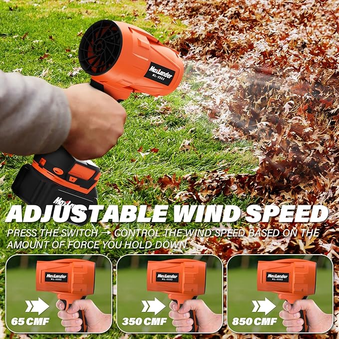 Electric Leaf Blower Cordless, 21V Handheld Leaf Blower with 3.0Ah Battey, 180000 RPM Battery Blowers with Adjustable Speed for Lawn Care, Patio Cleaning, Blowing Leaves and Dust