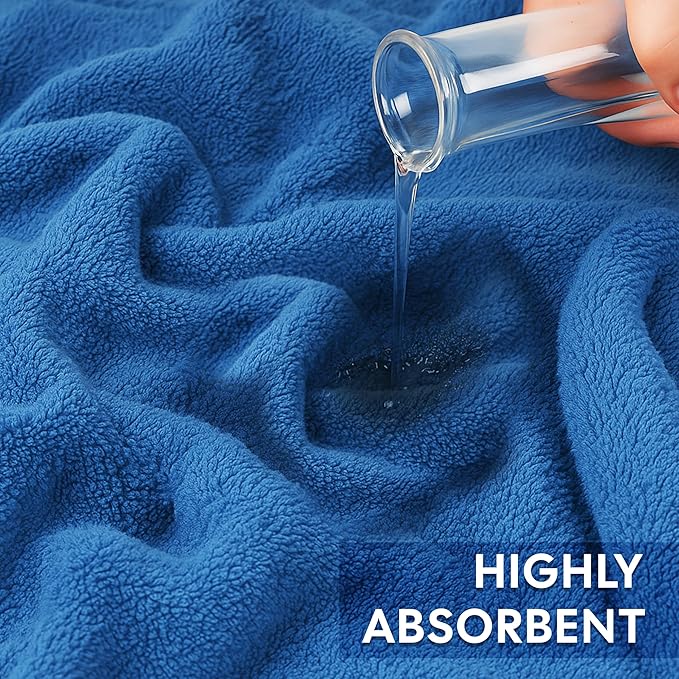 EcoNour 4 Pack Blue Bath Towels (27x54 Inch, 550 GSM) | 100% Cotton Soft & Absorbent Towel Set | Quick-Dry, Lightweight, Durable Bathroom Towels for Home, Gym, Spa & Travel