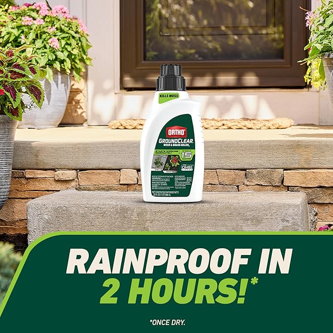 Ortho GroundClear Weed and Grass Killer2 Concentrate, Kills Dandelions, Chickweed, Crabgrass, Moss and More in Patios and Landscapes, OMRI Listed, 32 fl. oz.