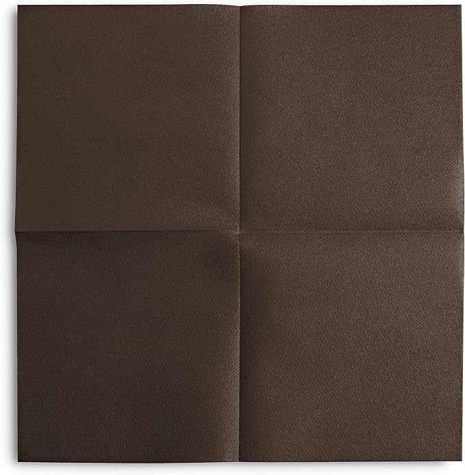 Linen-Feel Colored Paper Napkins - Decortive Cloth-Like BROWN Luncheon Napkins - Soft And Absorbent. For Kitchen, Party, Wedding, Dinner Or Any Occasion. (Pack of 50)