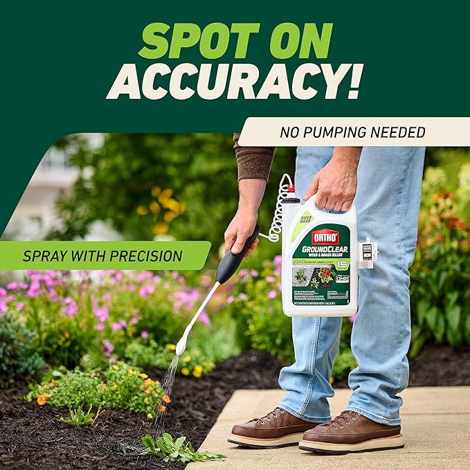 Ortho GroundClear Weed and Grass Killer with Comfort Wand, Kills Dandelions, Chickweed, Crabgrass, Moss and More in Patios and Landscapes, OMRI Listed, 1 gal.