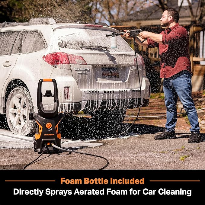 LawnMaster LT506-2000A Electric Pressure Washer 13 Amp 1.4 GPM 2300 Max PSI with Foam Bottle CSA Certified