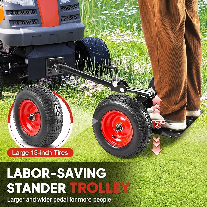 GADFISH Lawn Mower Wheels Sulky, Walk Behind Mower-Sulky, Lawn Trailer with 13" Tires for Mower-Sulky, Easy Forward & Reverse Lawn Mower Trailer, Black & Red