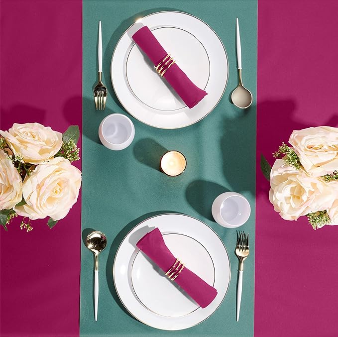 Linen-Feel Colored Paper Napkins - Decortive Cloth-Like FUCHSIA Luncheon Napkins - Soft And Absorbent. For Kitchen, Party, Wedding, Dinner Or Any Occasion. (Pack of 50)