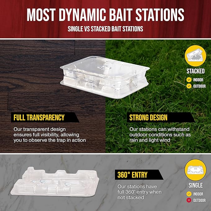 Catchmaster DEFIANT Reusable Ant Traps Indoor Refill (16 Pack) – Effective Liquid Ant Killer – Bait NOT Included – Stackable, Multi-Surface, No Mess, Discreet Bait Stations for Pest Control