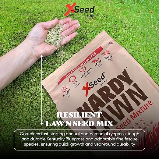 X-Seed Hardy Lawn Grass Seed Mixture - Durable, Long-Lasting Lawn Solution for Full Sun, Withstands Extreme Temperatures & Heavy Traffic, Ideal for Backyards, 20 lbs.