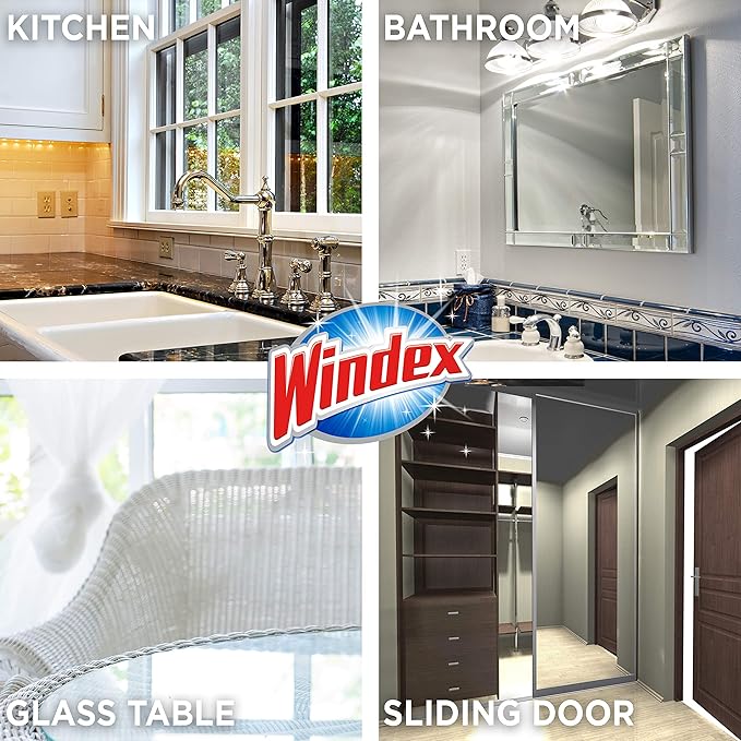 Windex Wipes Glass Cleaning Ammonia Free, Pre-Moistened Wipes for Cleaning All Glass Surfaces, Crystal Rain Fresh Scent, 25 Count