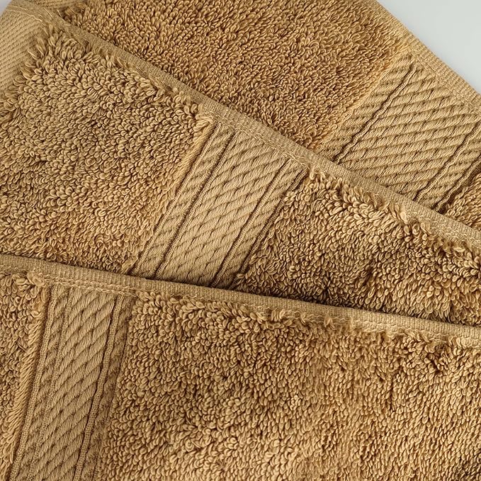 SUPERIOR Egyptian Cotton Pile 9 Piece Towel Set, Includes 3 Bath, 3 Hand, 3 Face Towels/Washcloths, Ultra Soft Luxury Towels, Thick Plush Essentials, Guest Bath, Spa, Hotel Bathroom, Toast