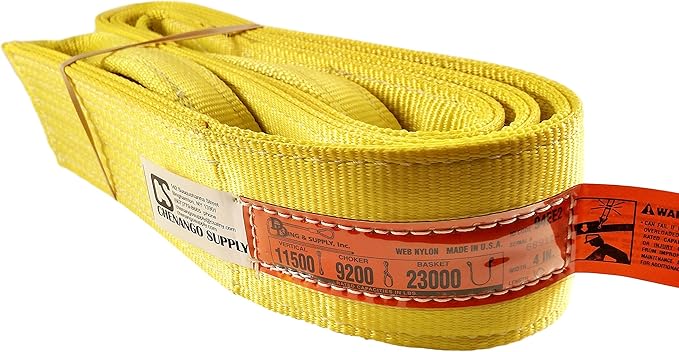 DD Sling Multiple Sizes (100% Made in The USA) 4" x 10', 2 Ply Nylon Lifting Sling, Eye & Eye, Heavy Duty (900 Webbing), 11,500lbs Vertical, 9,200 Choke, 23,000 Basket (4" x10')