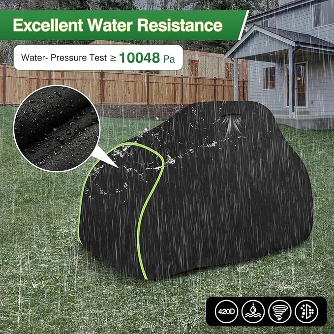 Riding Lawn Mower Cover-Heavy-Duty 420D Cotton Lined Oxford Fabric Waterproof Lawn Tractor Covers, UV Resistant & Includes Storage Bag, All-Weather Outdoor Mower Cover Universal Fits Decks Up to 54"