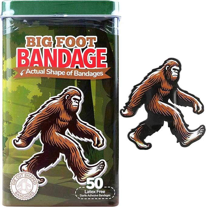 BioSwiss Kids Bandages, Bigfoot Shaped Self Adhesive Bandage Set, Latex Free, Sterile Wound Care, 50 Count