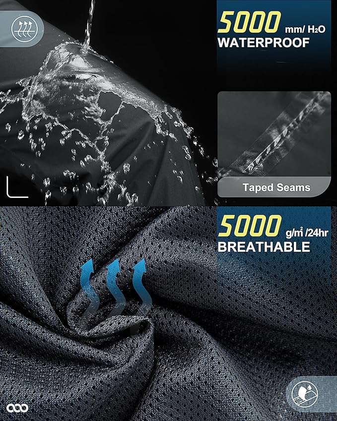 33,000ft Men's Rain Pants, Waterproof Rain Over Pants, Windproof Outdoor Pants for Hiking, Fishing