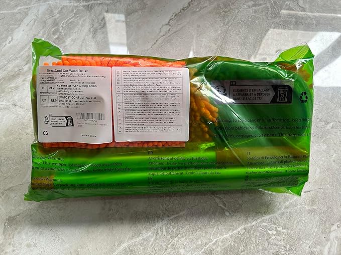 62" Car Wash Brush Mop Kit with Long Handle, 2 in 1 Chenille Microfiber Sponge Mitt Cleaning Detailing Duster for Washing Cars Truck SUV RV Caravans and Household(2 x Mop Head) (Orange)